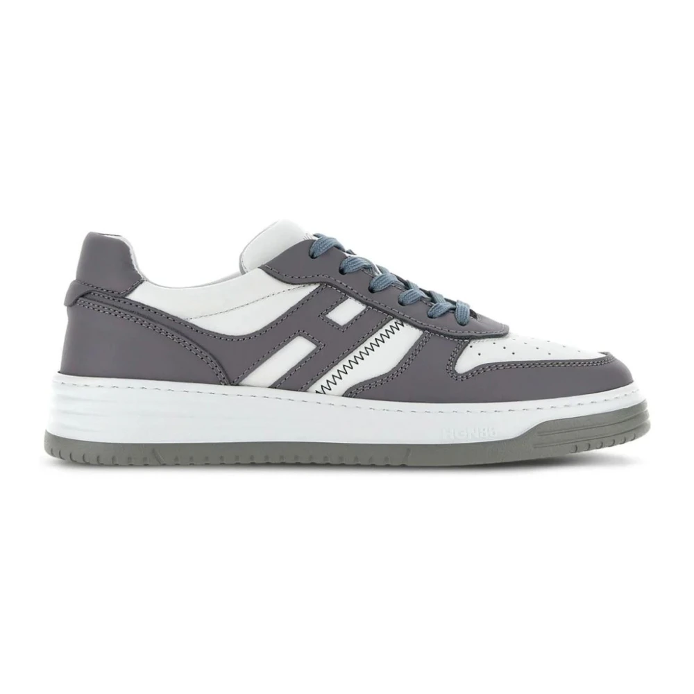 Grigio Pelle Sneakers Logo