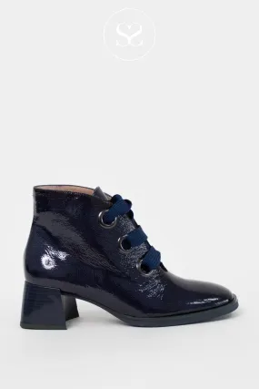 HISPANITAS HI243635 NAVY LEATHER BLOCK HEELED LACE UP BOOTS