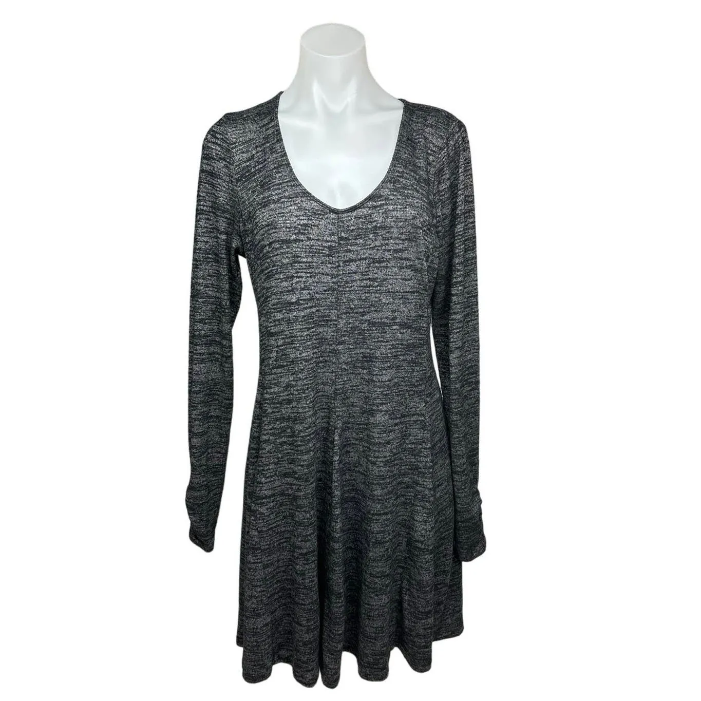 Hollister Dark Gray Jersey Long Sleeve Scoop Neck Fit & Flare Sweater Dress Sz L