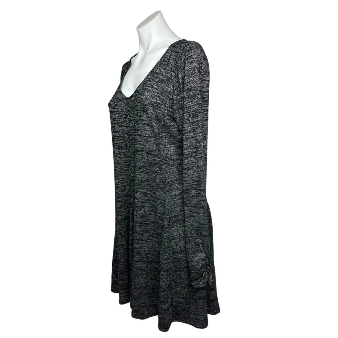 Hollister Dark Gray Jersey Long Sleeve Scoop Neck Fit & Flare Sweater Dress Sz L