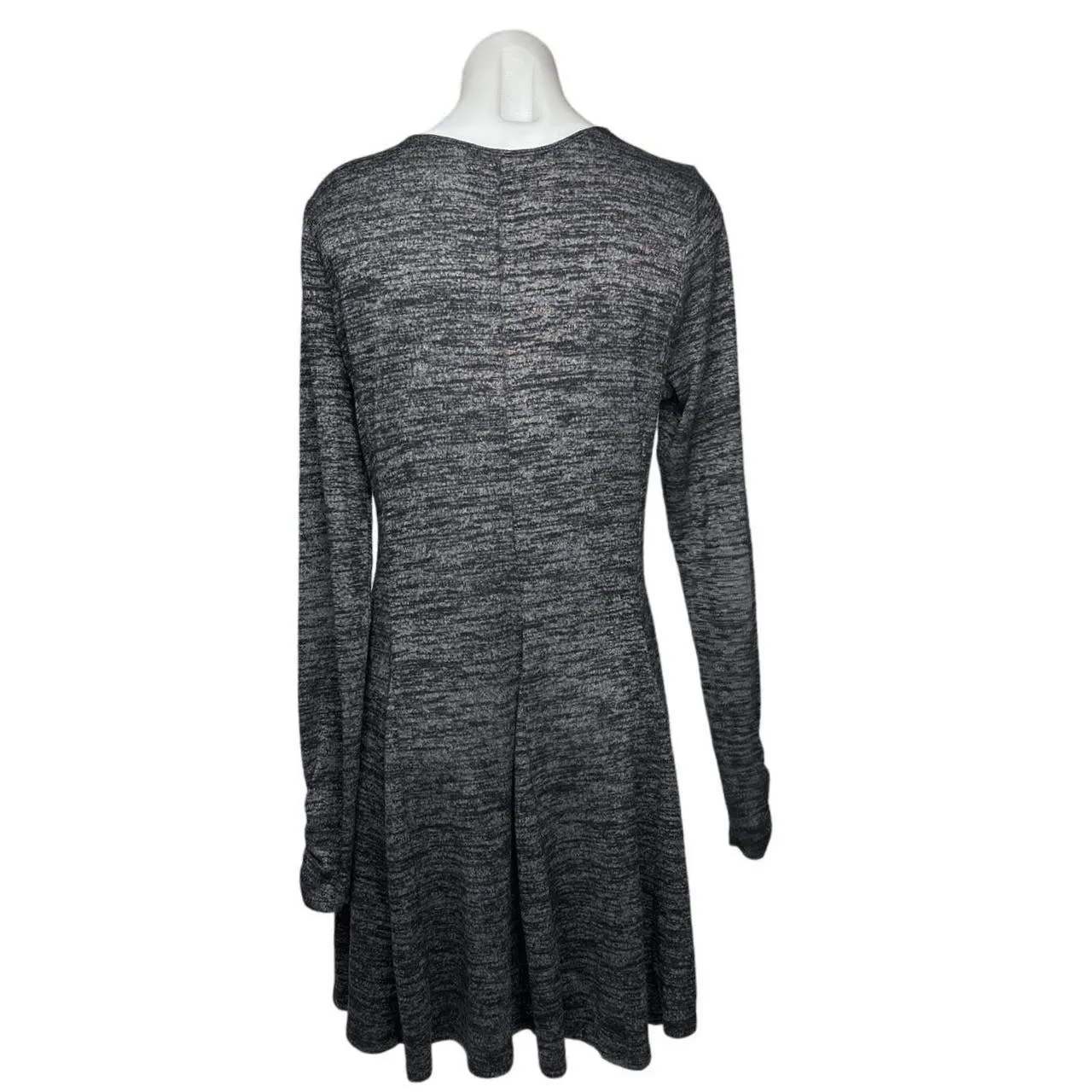 Hollister Dark Gray Jersey Long Sleeve Scoop Neck Fit & Flare Sweater Dress Sz L