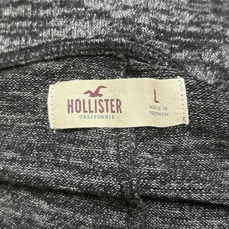 Hollister Dark Gray Jersey Long Sleeve Scoop Neck Fit & Flare Sweater Dress Sz L