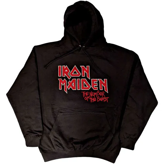 Hoodie - Iron Maiden - Number of the Beast - Vintage Logo - Faded Edge Album Back - Pullover