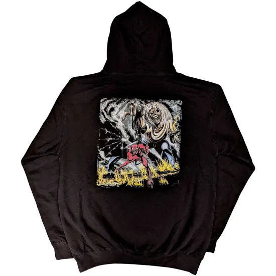 Hoodie - Iron Maiden - Number of the Beast - Vintage Logo - Faded Edge Album Back - Pullover