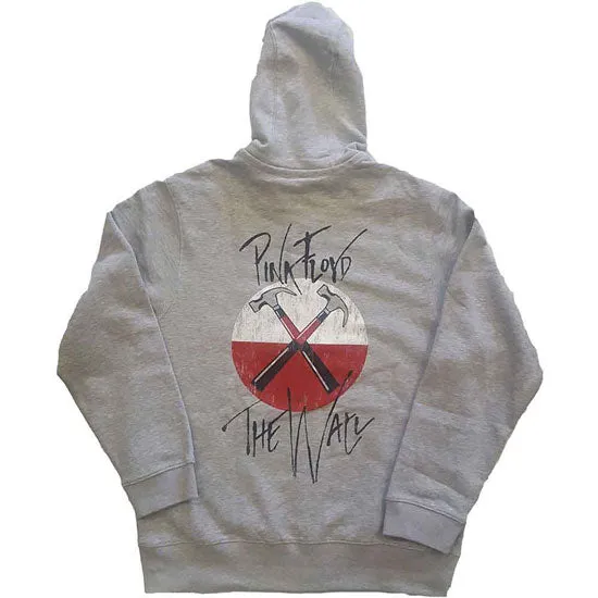 Hoodie - Pink Floyd - The Wall Faded Hammers Logo - Grey - Zip