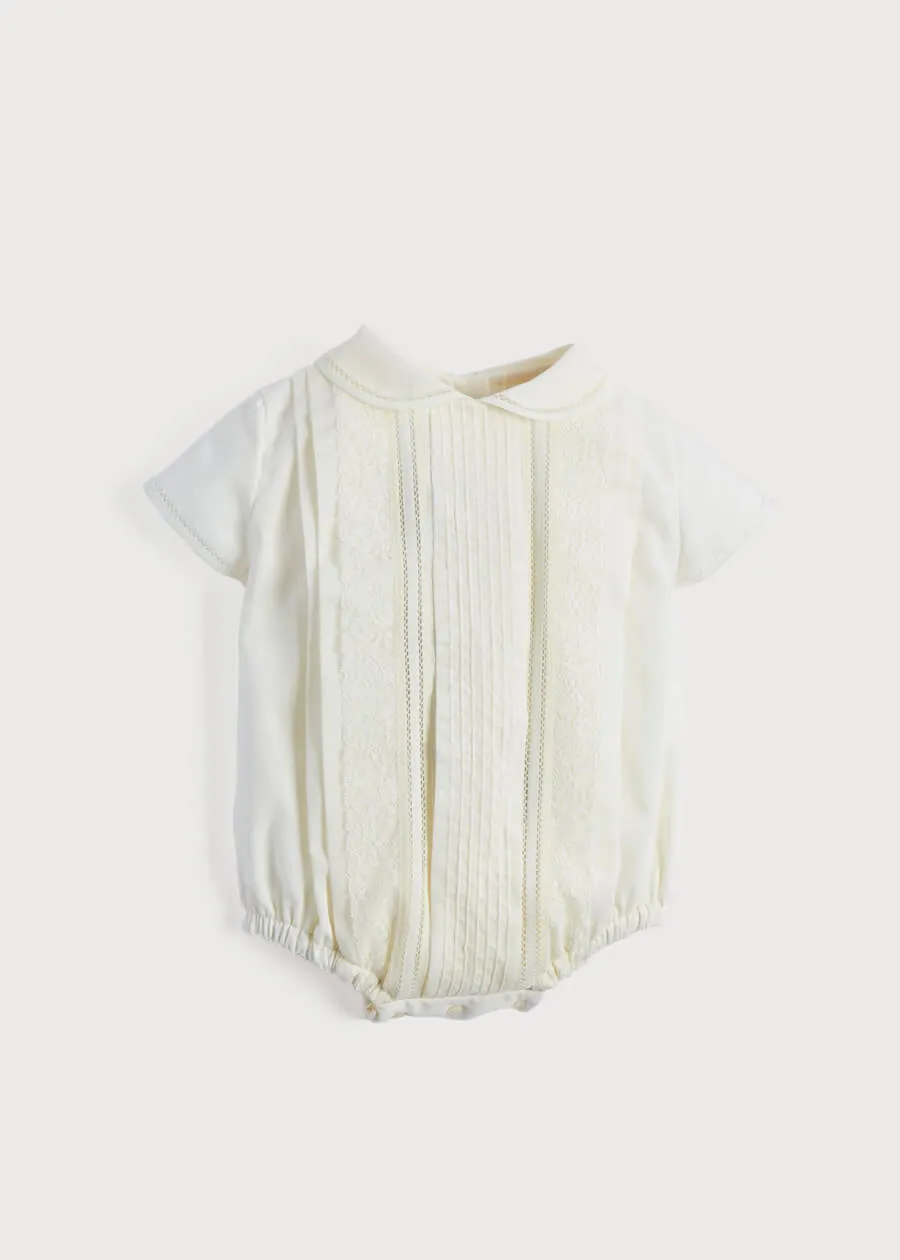 Ivory Panelled Christening Romper (3-12mths)