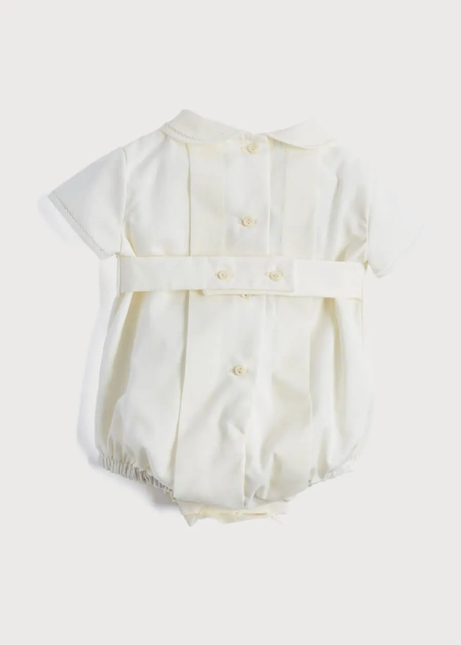 Ivory Panelled Christening Romper (3-12mths)