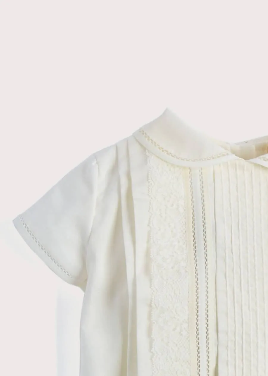 Ivory Panelled Christening Romper (3-12mths)