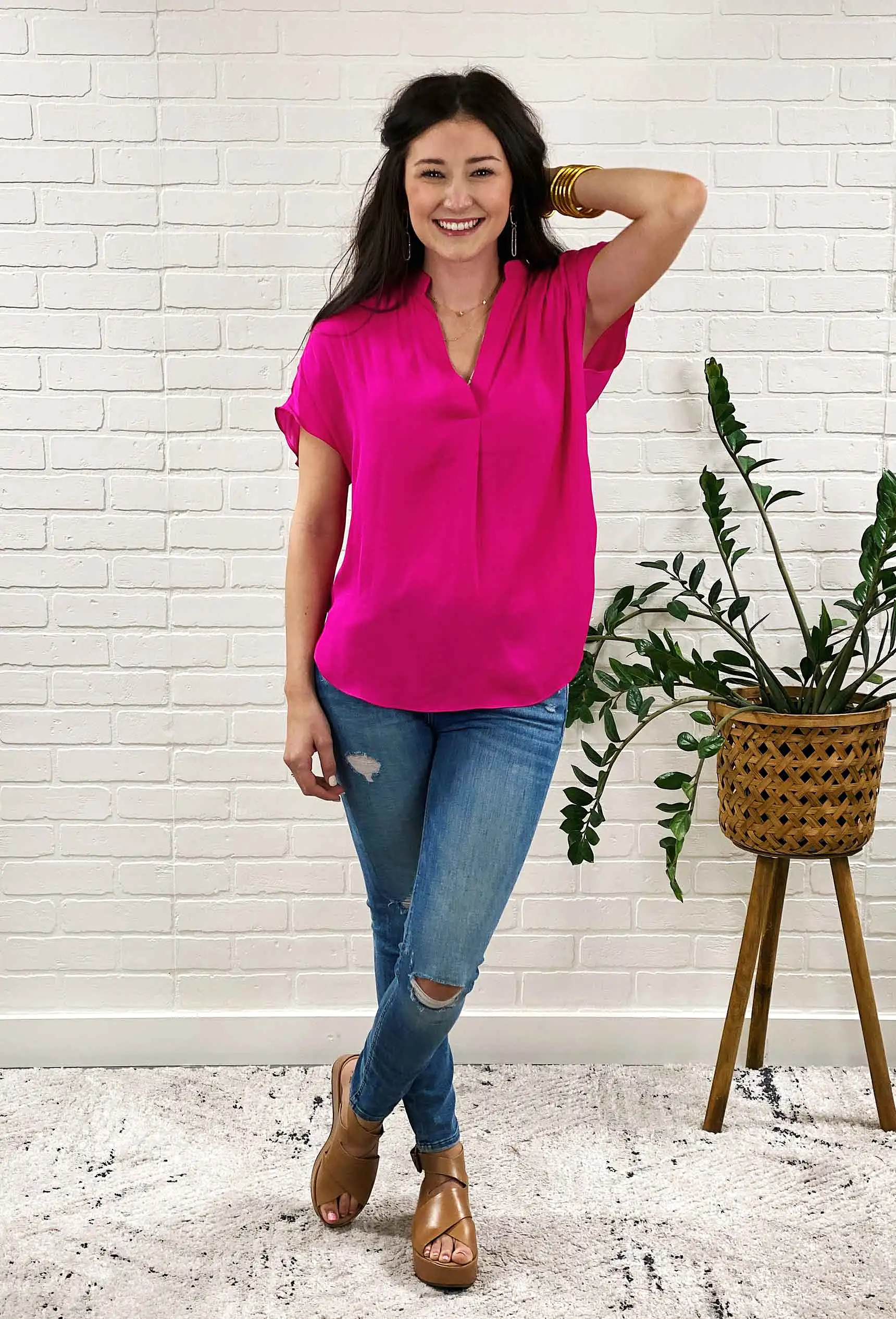 Kerry Blouse in Hot Pink