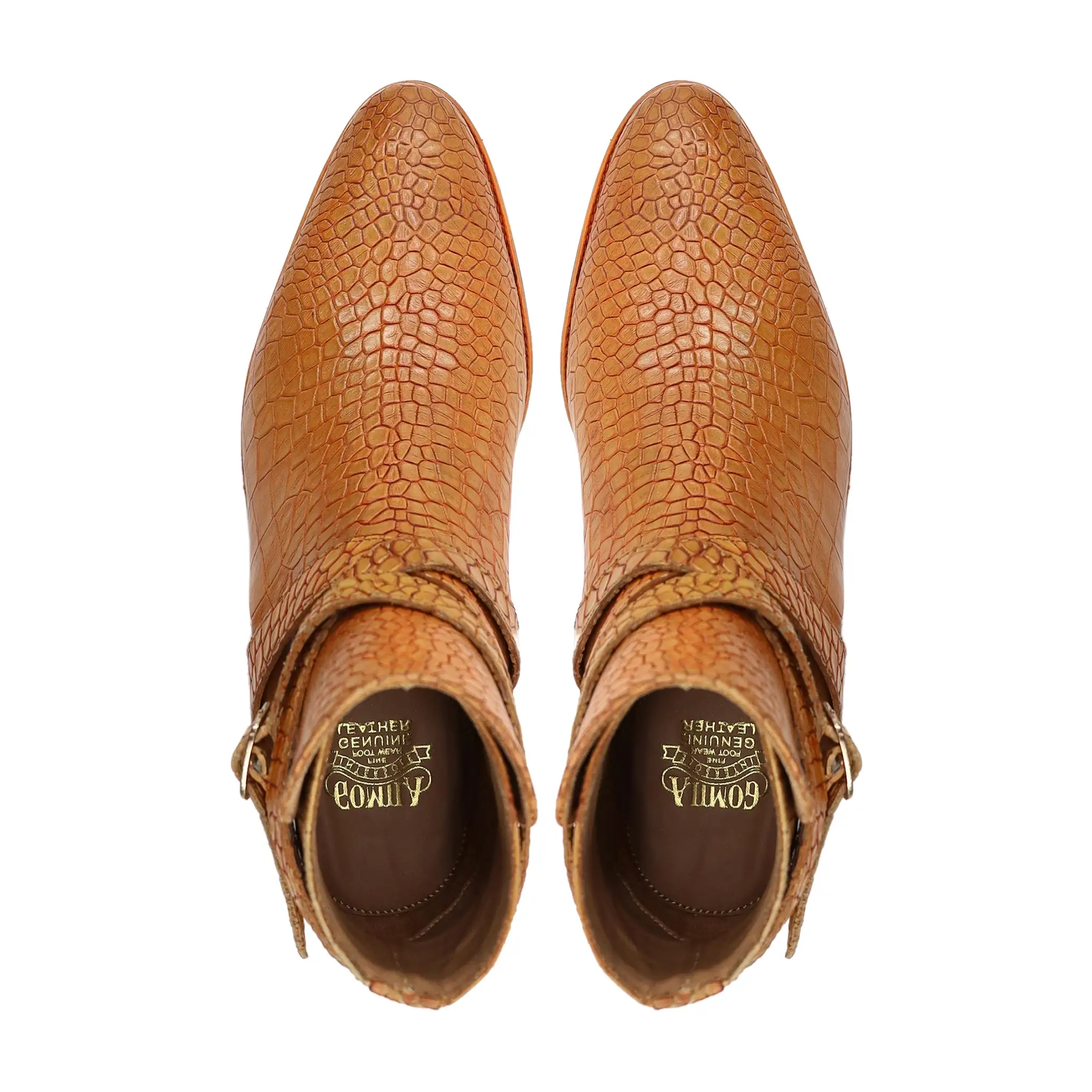 Kongs - Men's Tan Crocodile Printed Calf Leather Jodhpur Boot