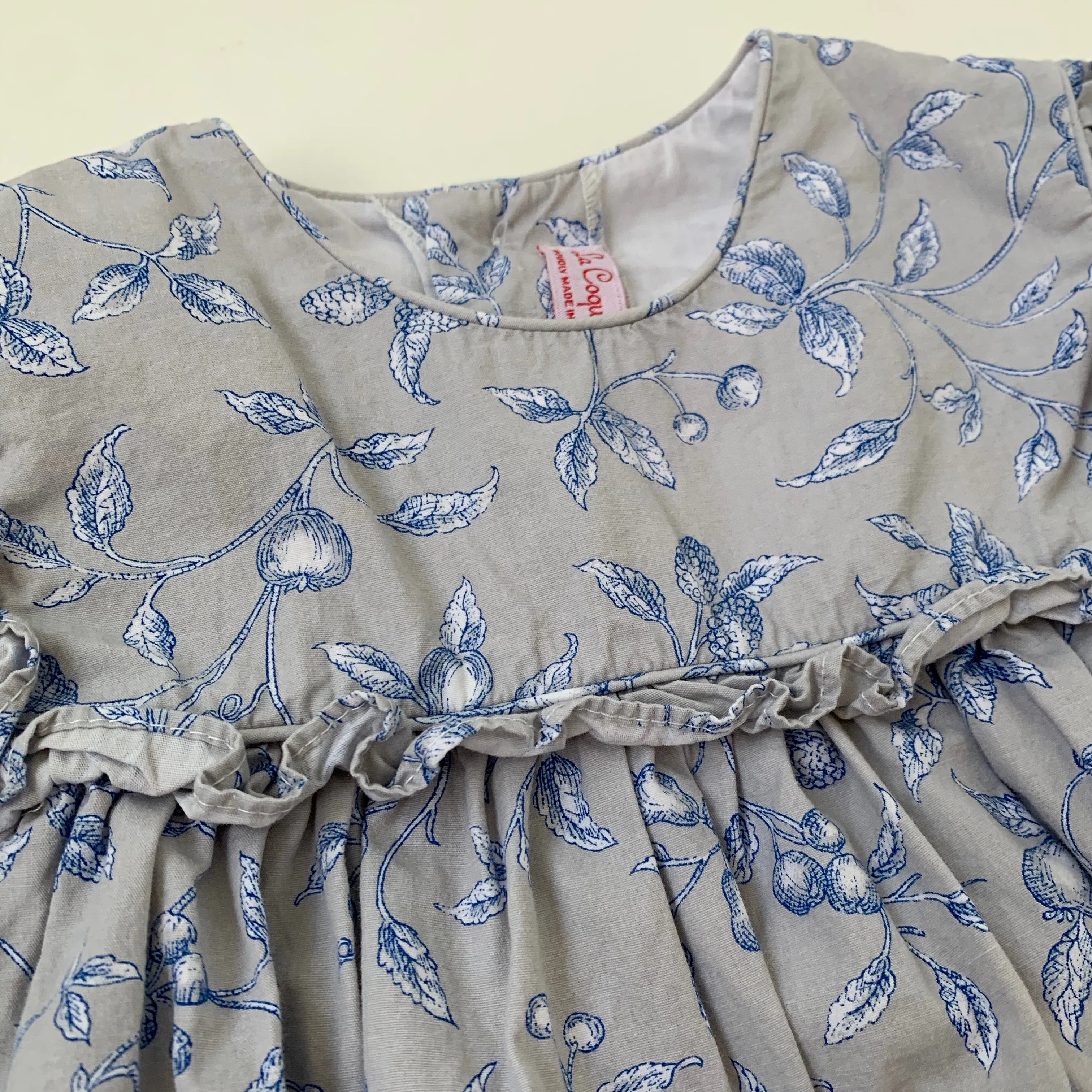 La Coqueta Grey And Blue Dress With Frill: 3 Years