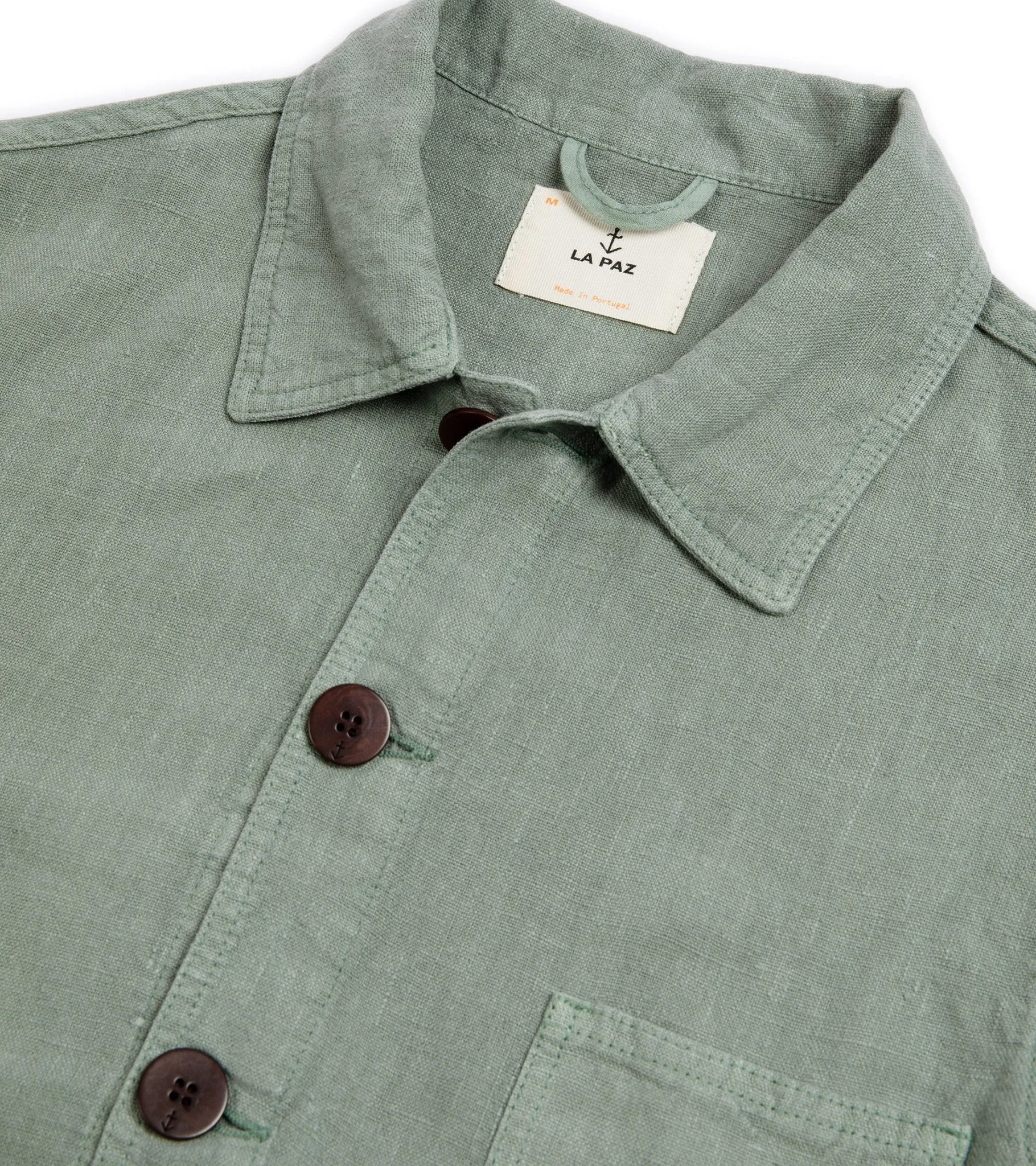 La Paz Batista Linen Work Jacket: Green Bay