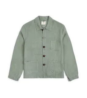 La Paz Batista Linen Work Jacket: Green Bay