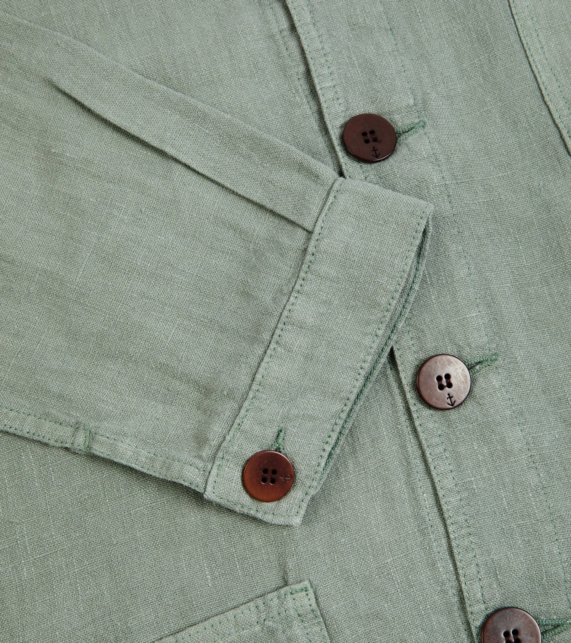 La Paz Batista Linen Work Jacket: Green Bay