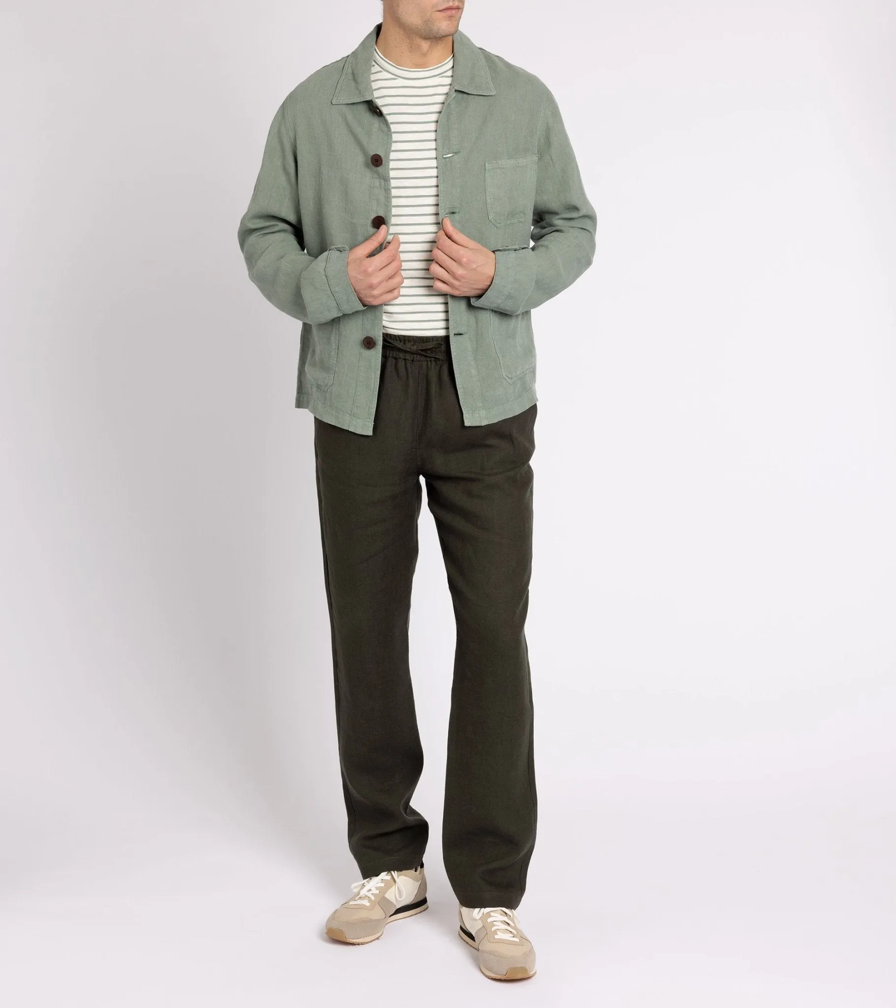 La Paz Batista Linen Work Jacket: Green Bay