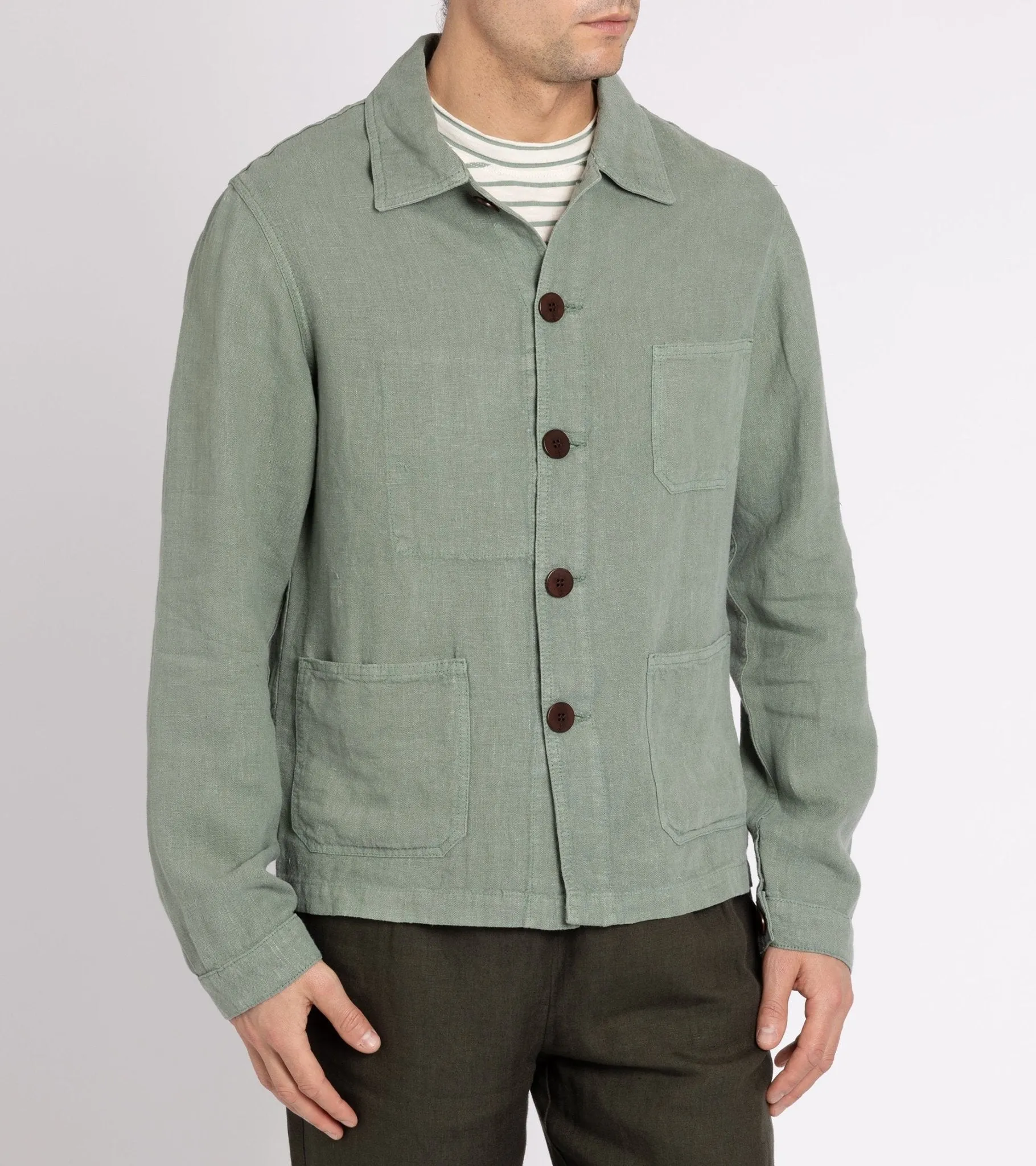 La Paz Batista Linen Work Jacket: Green Bay