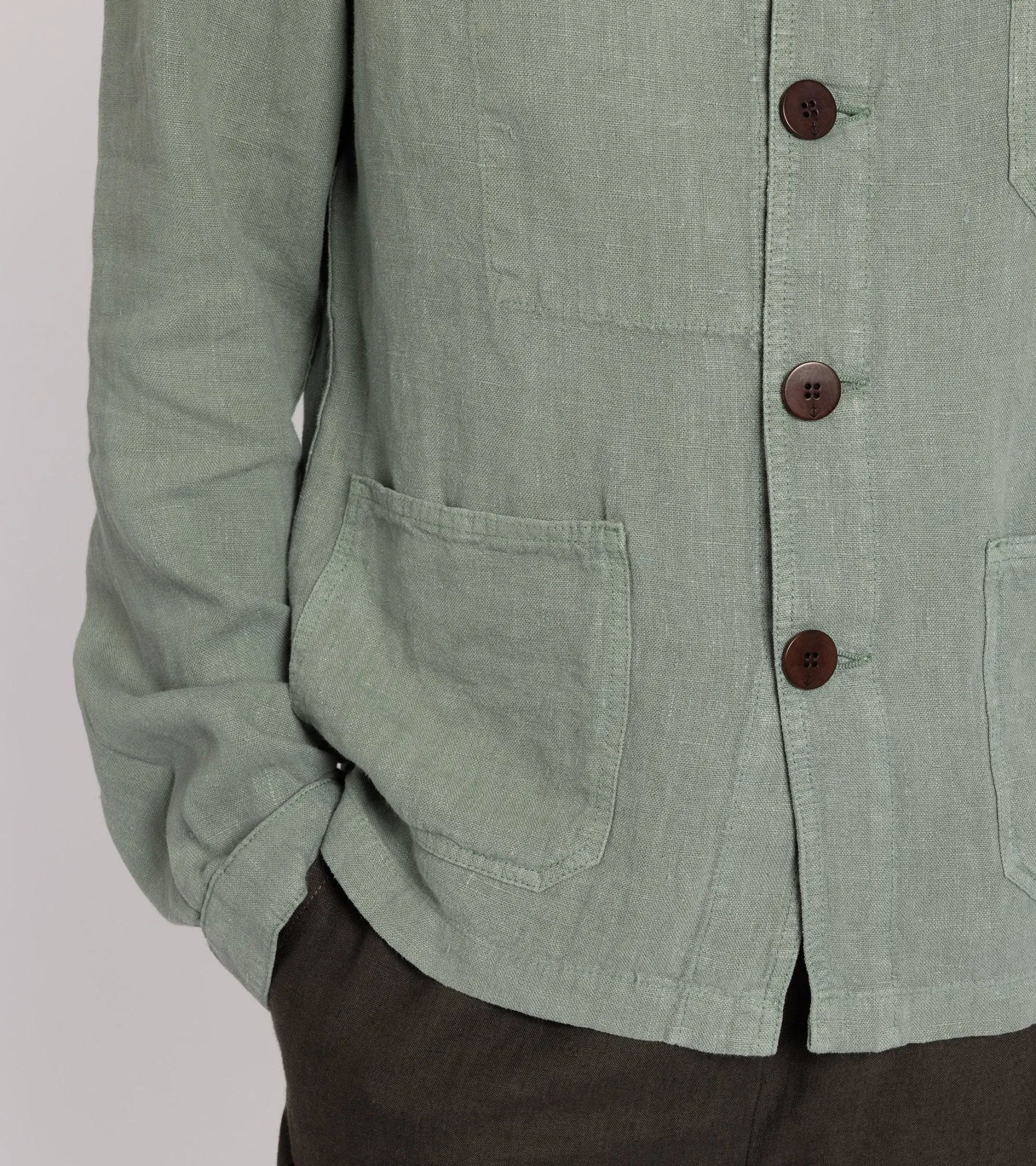 La Paz Batista Linen Work Jacket: Green Bay