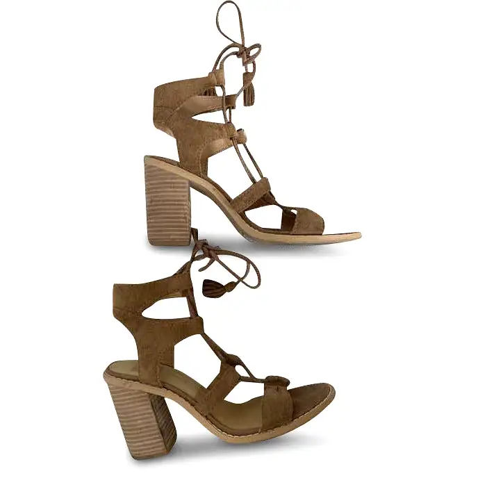 LACE UP SANDAL IN BROWN SUEDE - re:vita