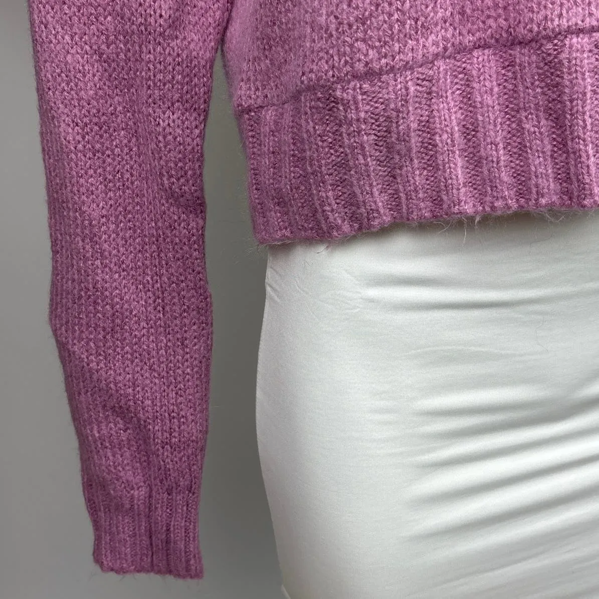 Lottie Moss Womens Pink Purple Southwest Fair Isle Crop Pullover Sweater Size S