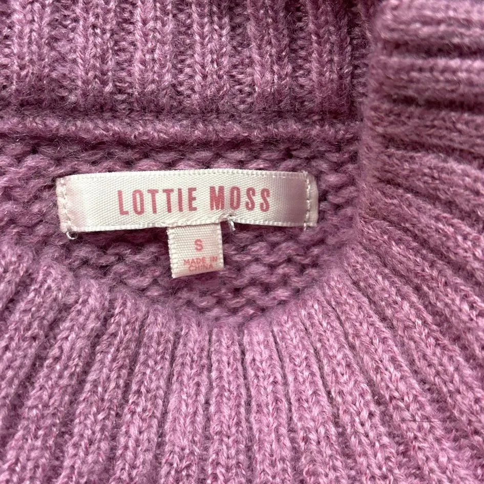 Lottie Moss Womens Pink Purple Southwest Fair Isle Crop Pullover Sweater Size S