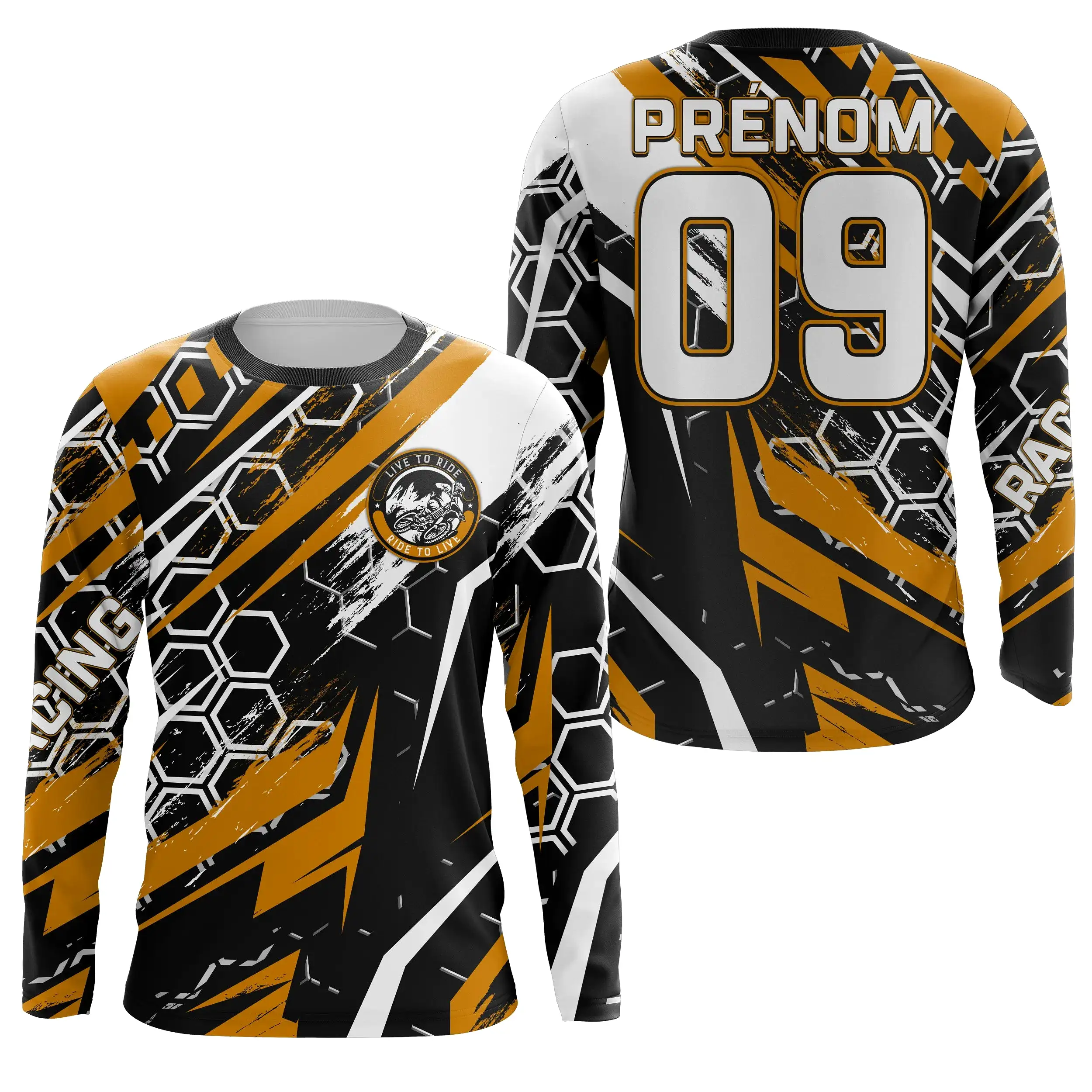 Maillot Cross Protection UV Jaune, Cadeau Personnalisé Pilote Moto Cross, Maillot De Course Jersey - CT20122227