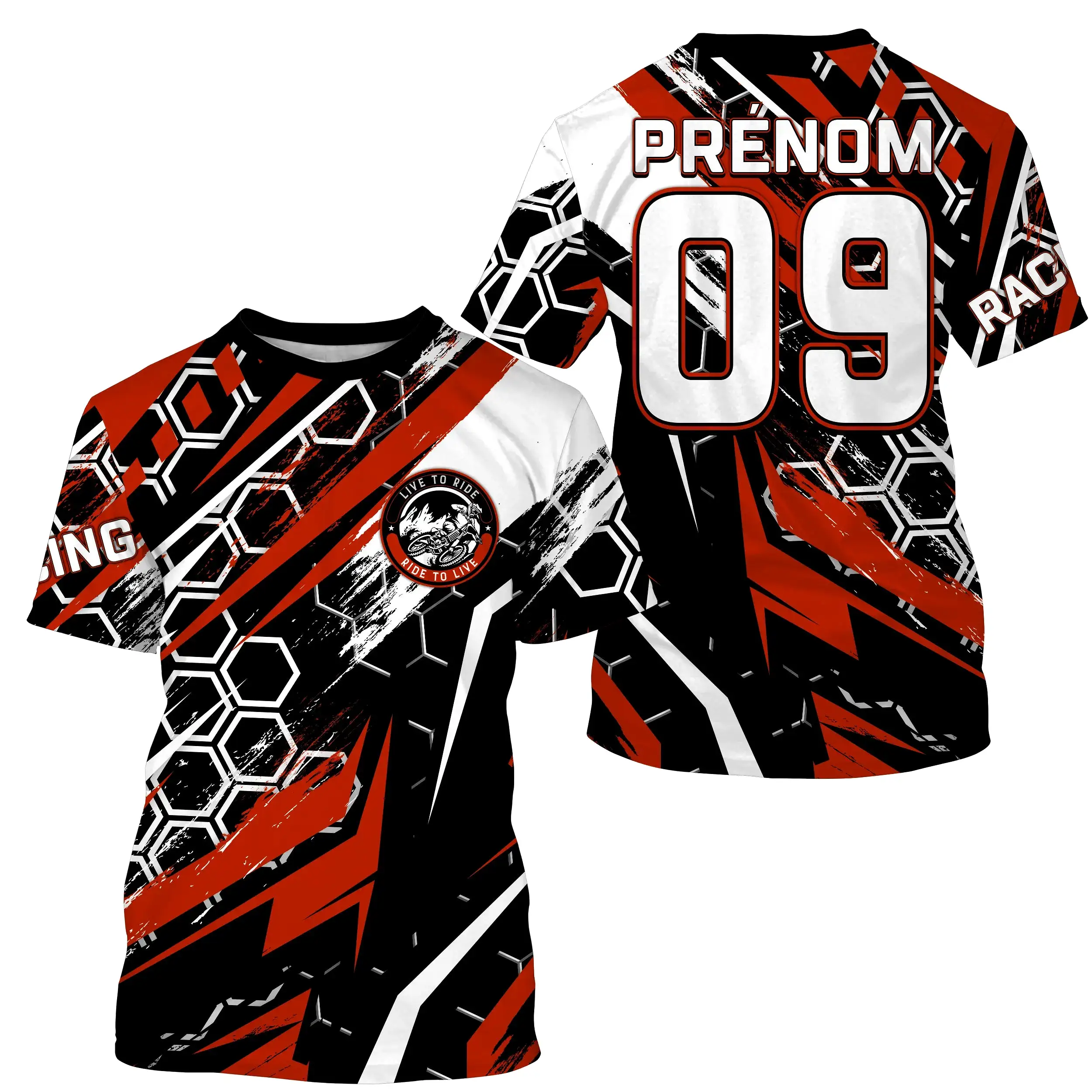 Maillot Cross Protection UV Rouge, Cadeau Personnalisé Pilote Moto Cross, Maillot De Course Jersey - CT20122226