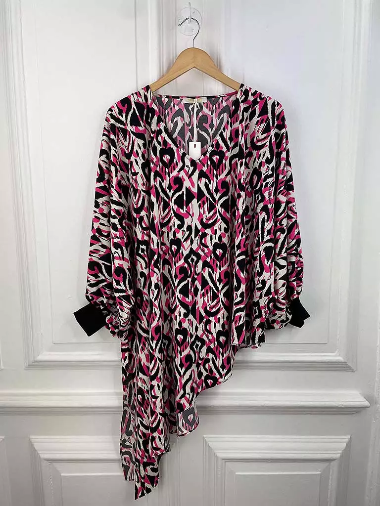 Malissa J Baroque Print Asymmetric Top - Hot Pink