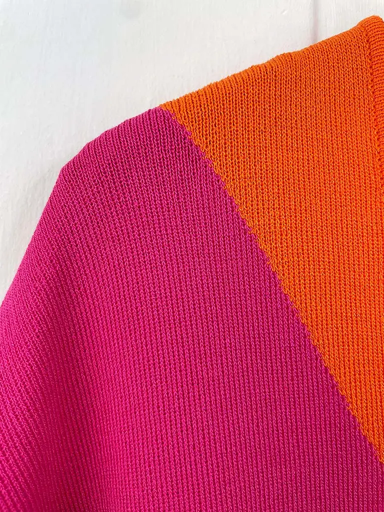 Malissa J Colour Block Knit - Hot Pink & Orange