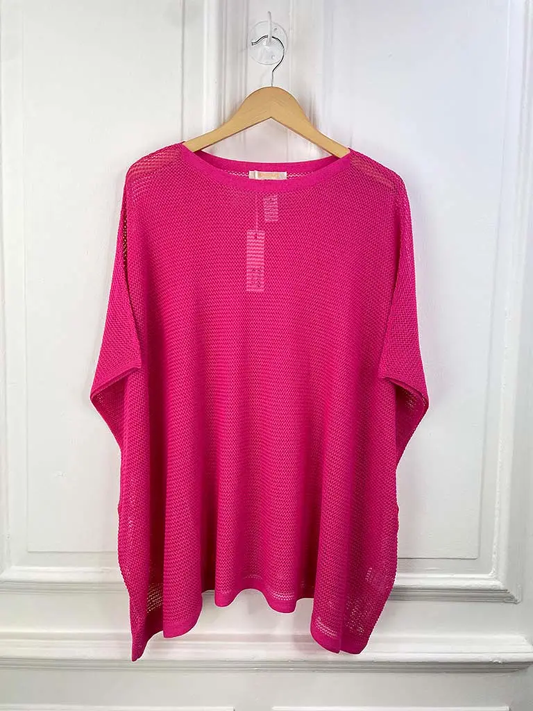 Malissa J Oversized Mesh Top - Hot Pink