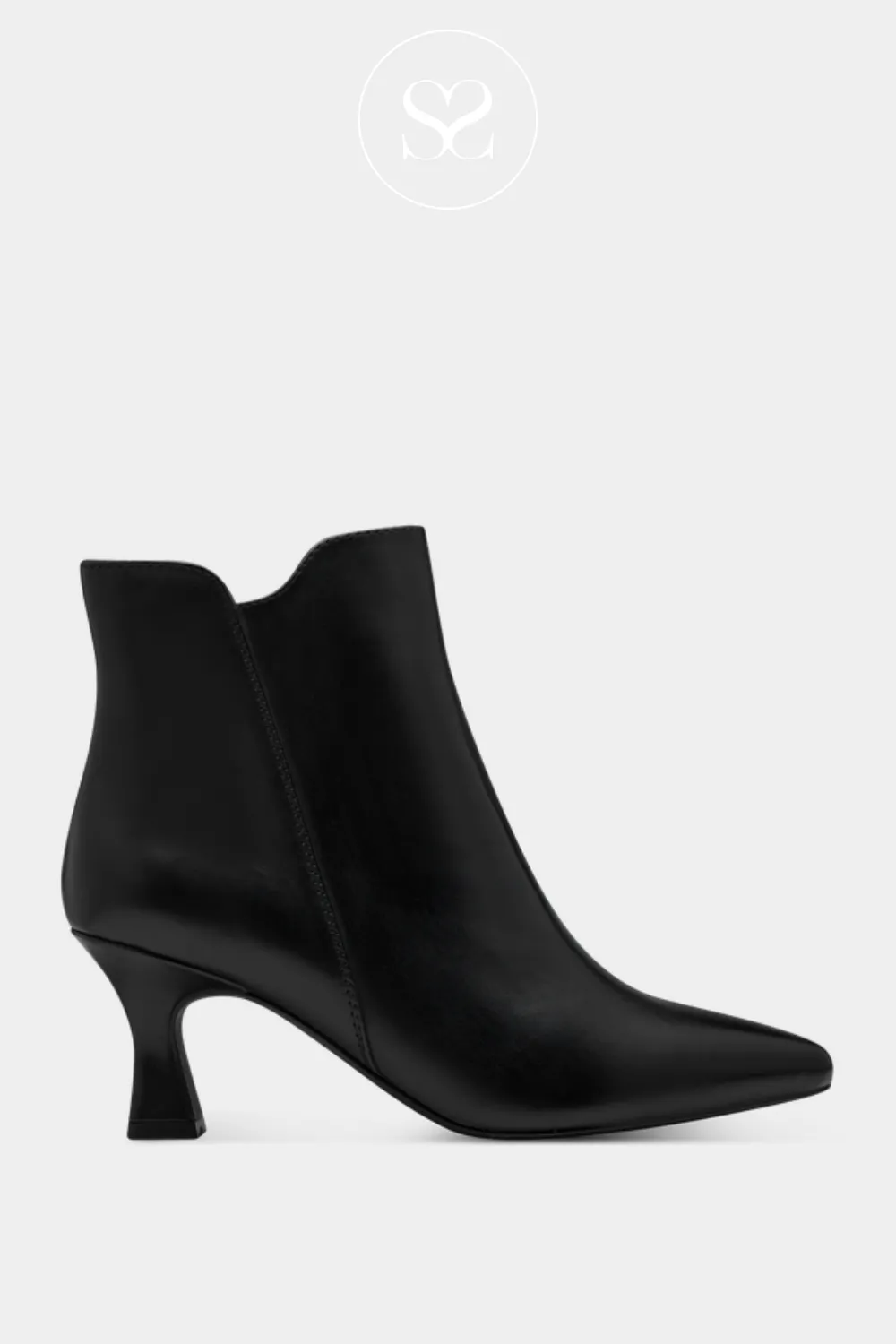 MARCO TOZZI 2-25002 BLACK LEATHER HEEL BOOTS