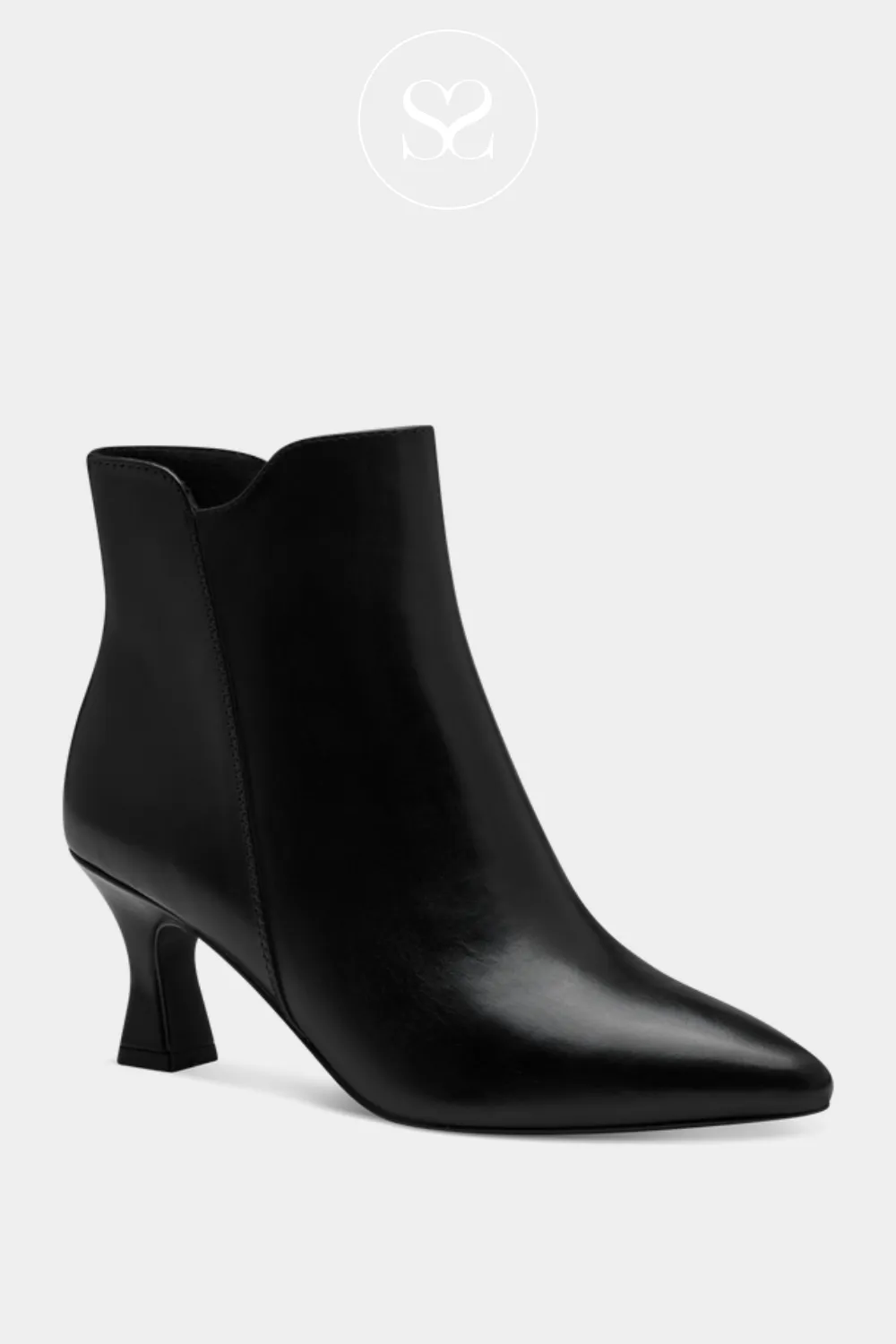 MARCO TOZZI 2-25002 BLACK LEATHER HEEL BOOTS