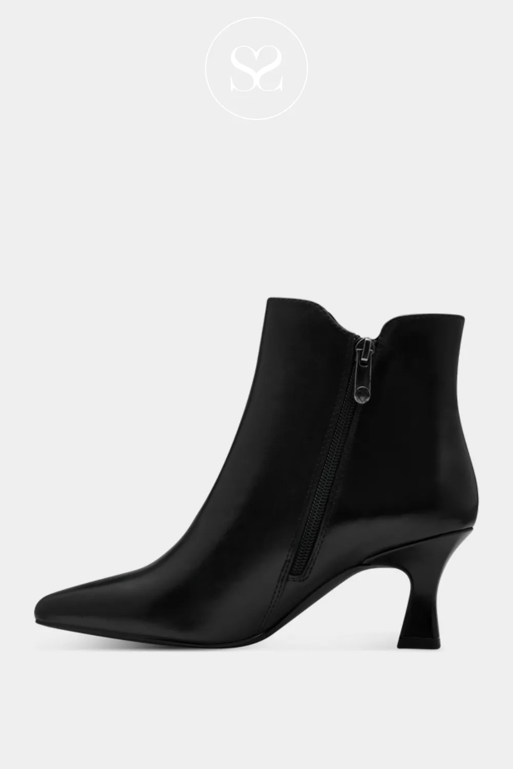 MARCO TOZZI 2-25002 BLACK LEATHER HEEL BOOTS