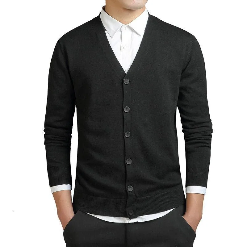 Men Plain V-Neck Cardigan