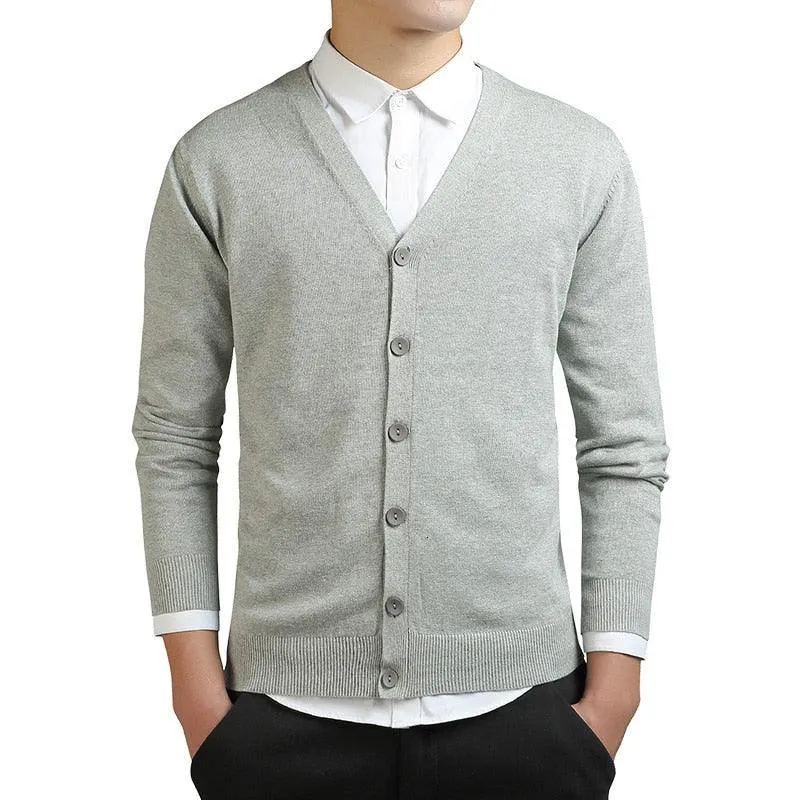 Men Plain V-Neck Cardigan