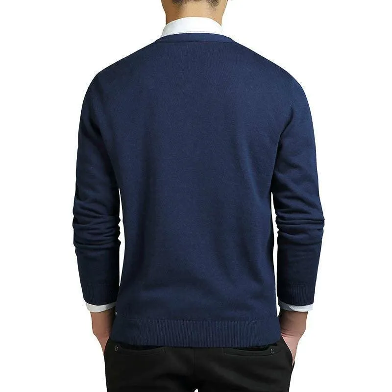 Men Plain V-Neck Cardigan