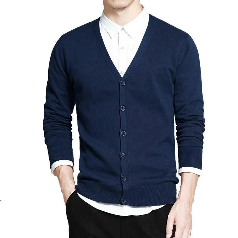 Men Plain V-Neck Cardigan