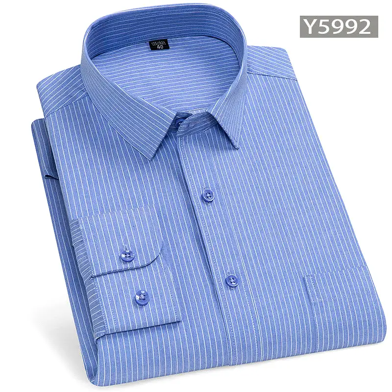 Men's long-sleeved thin loose elastic fiber cotton shirt