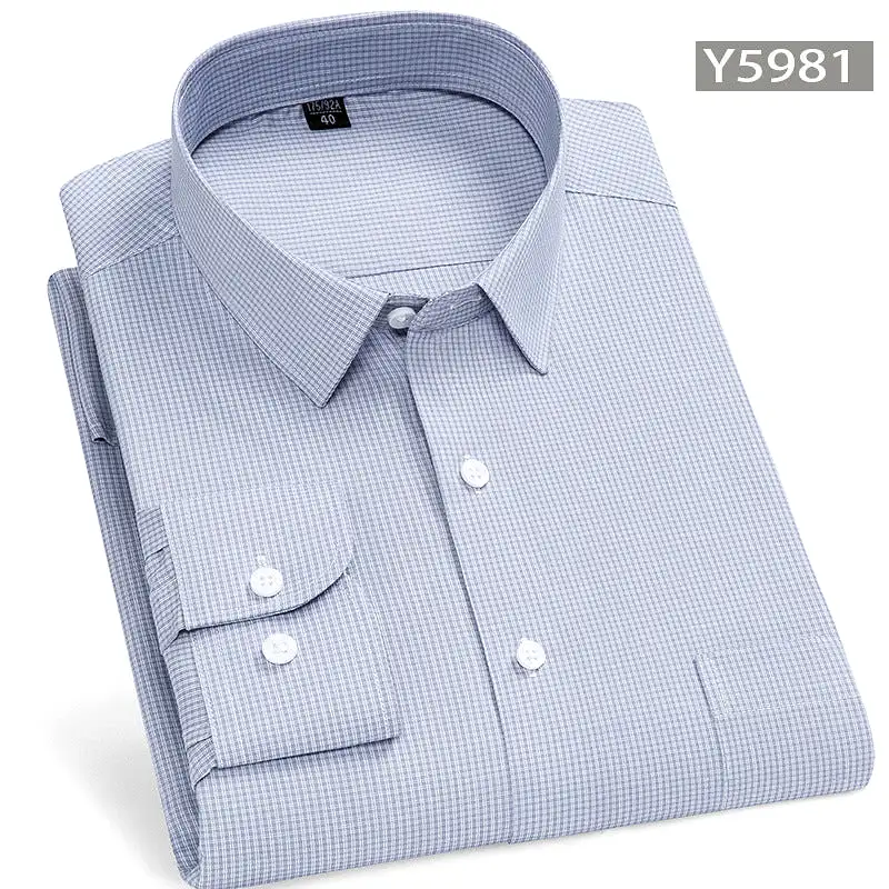 Men's long-sleeved thin loose elastic fiber cotton shirt