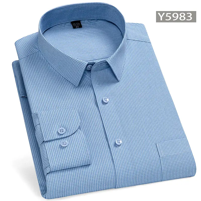 Men's long-sleeved thin loose elastic fiber cotton shirt