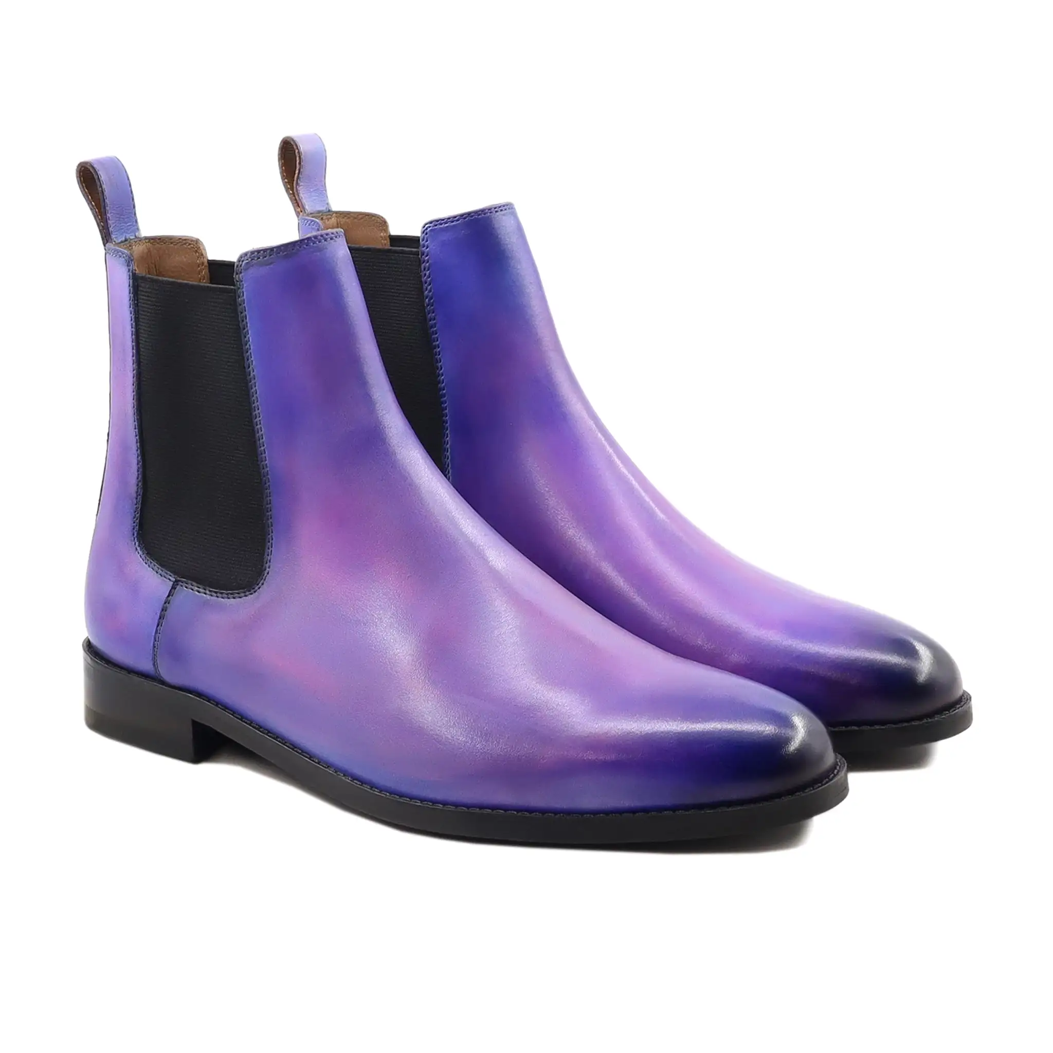 Miskol - Men's Lilac, Indigo And Violet Patina Calf Leather Chelsea Boot