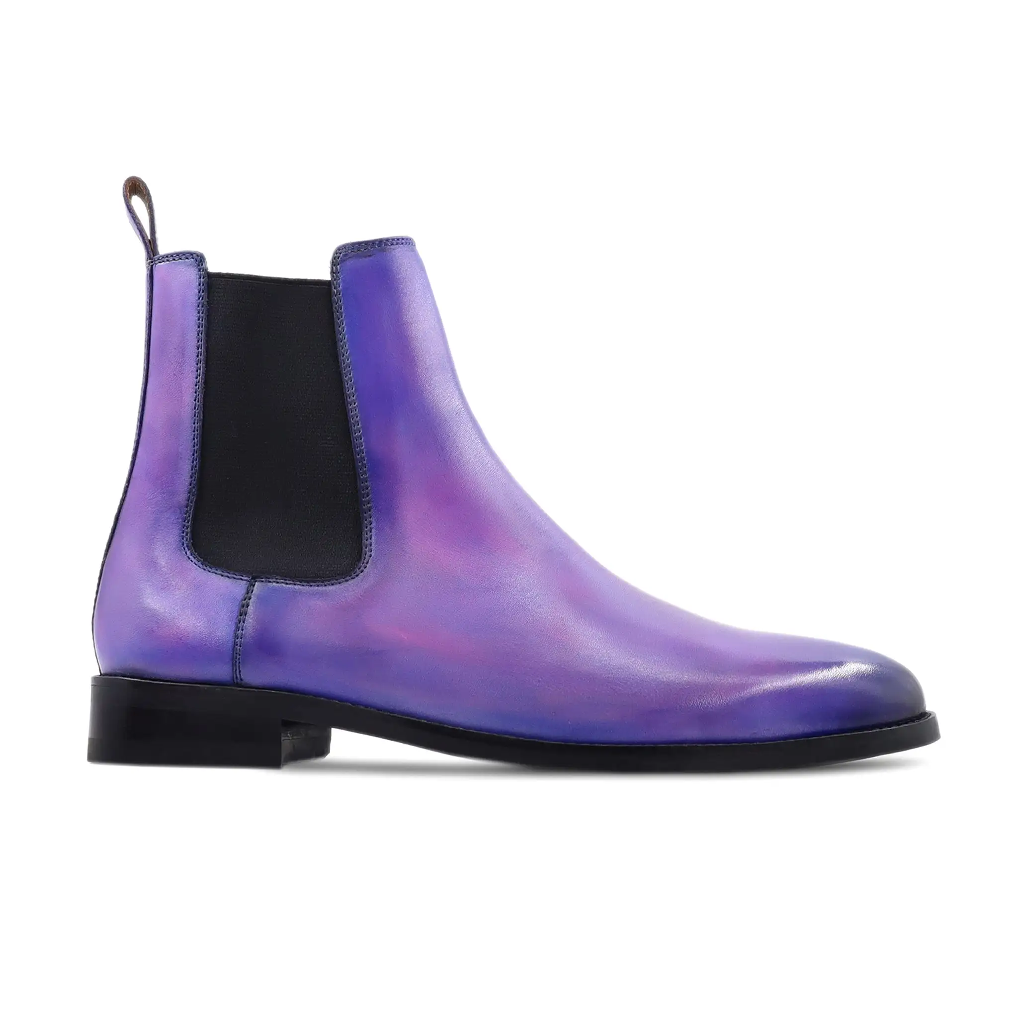 Miskol - Men's Lilac, Indigo And Violet Patina Calf Leather Chelsea Boot