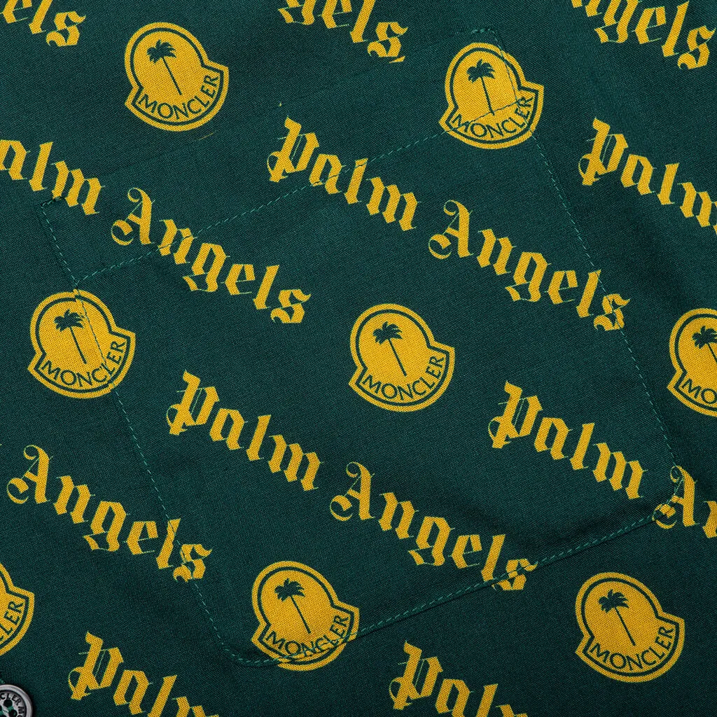 Moncler Genius x Palm Angels Logo Print Shirt - Dark Green