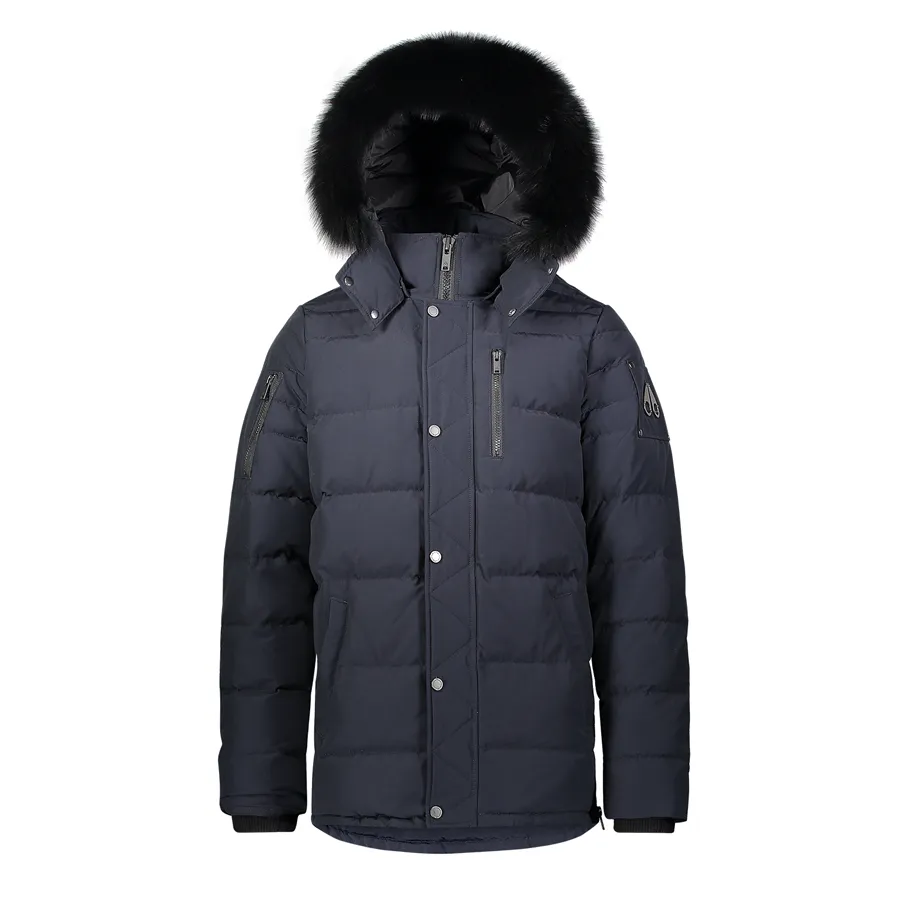 Moose Knuckles - Bellwoods Down Jacket in Navy & Black Fox Fur