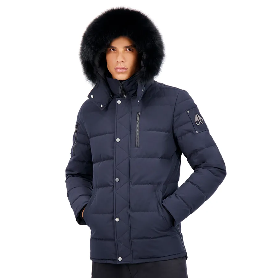 Moose Knuckles - Bellwoods Down Jacket in Navy & Black Fox Fur