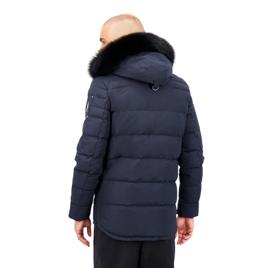 Moose Knuckles - Bellwoods Down Jacket in Navy & Black Fox Fur