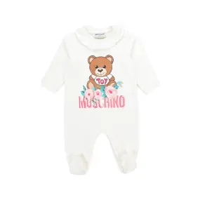 Moschino Teddy Bear White Romper For Baby Girl