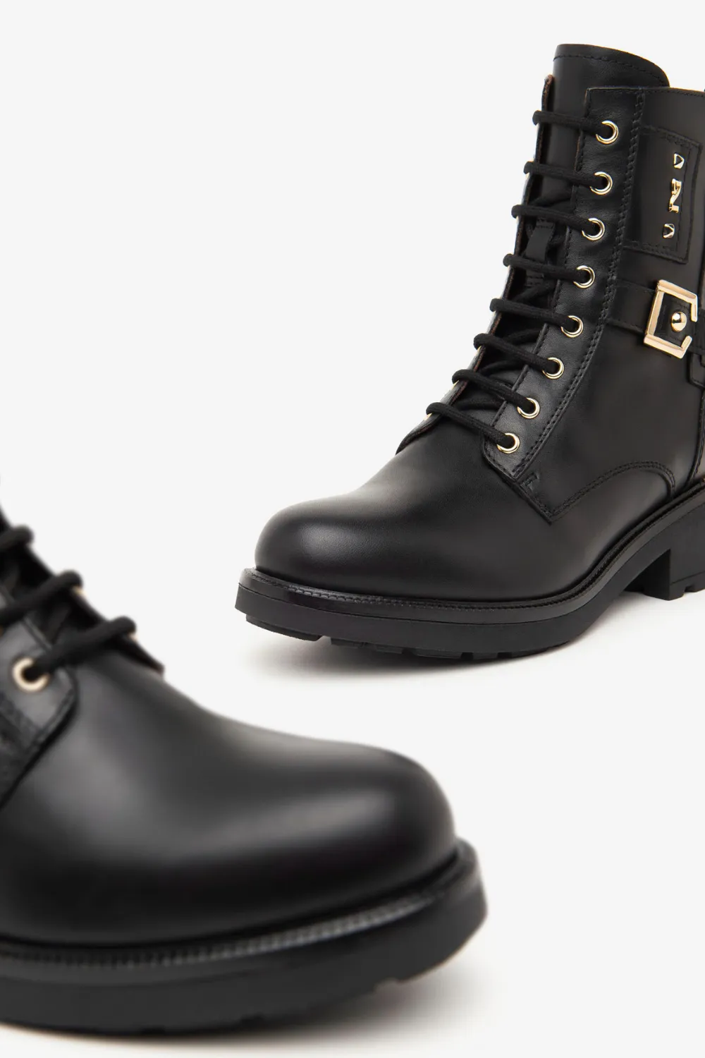 NERO GIARDINI I411881D BLACK LEATHER MILITARY BOOTS