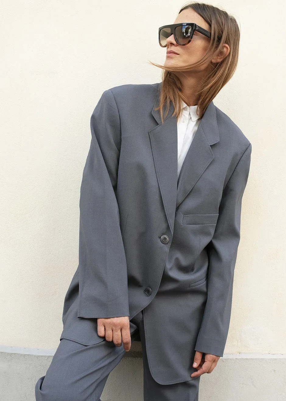 Notch Lapel Blazer - Graphite