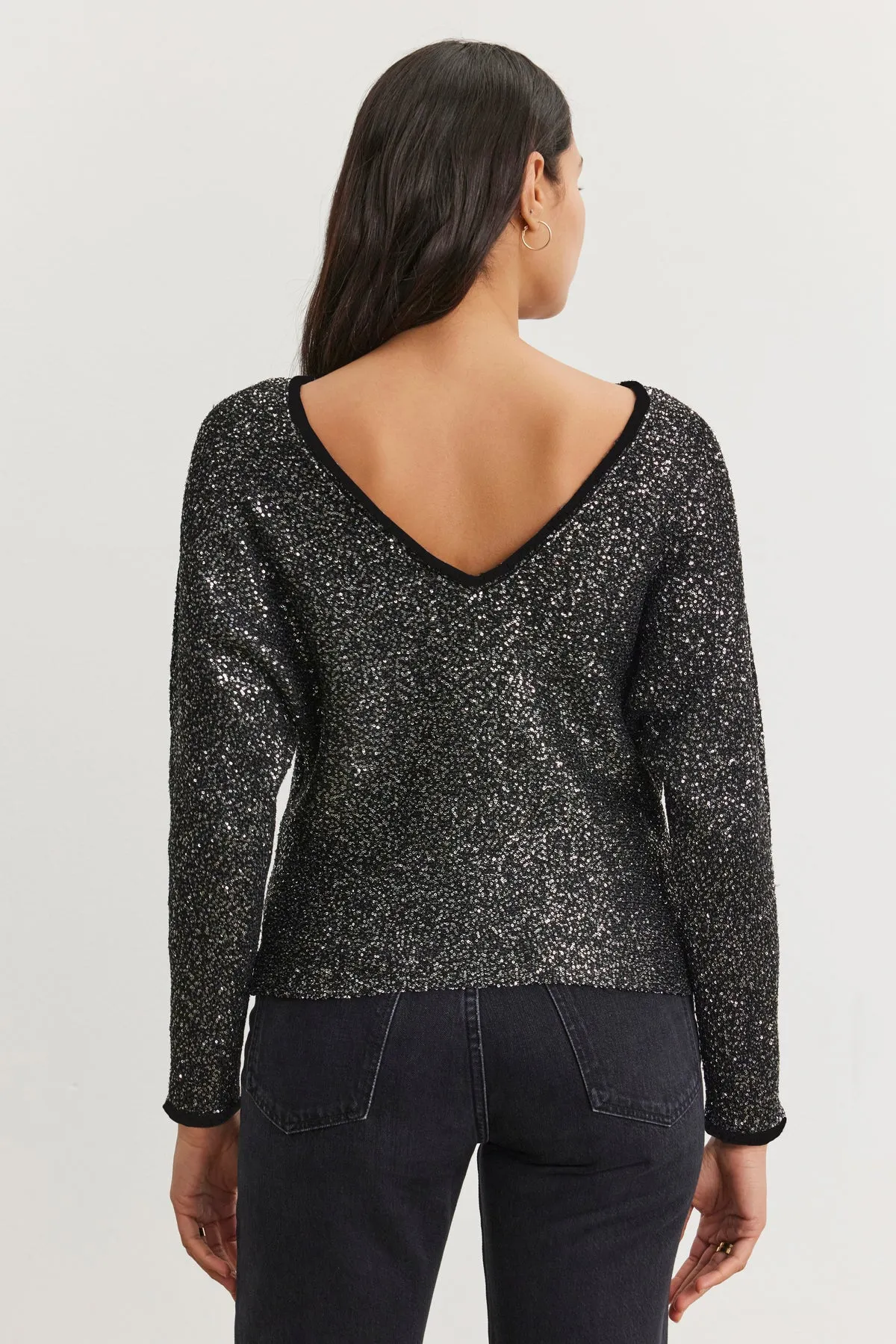 OPALINE SEQUIN SWEATER IN BLACK