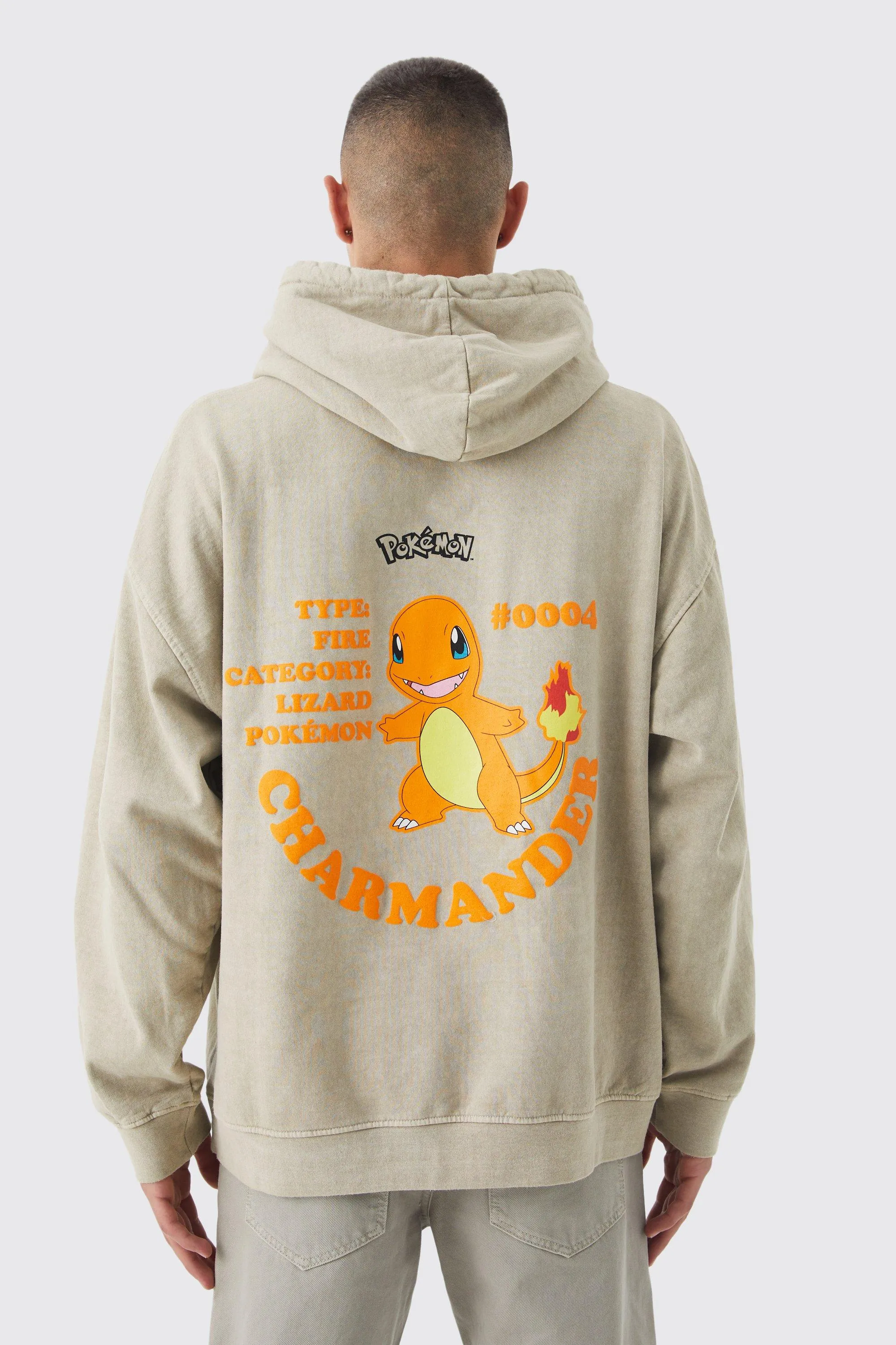 Oversized Pokemon Charmander Wash License Hoodie | boohooMAN UK